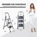 T003E 3 Step Iron Ladder, Powder Coated, 150 kg Load, Anti-Skid, Foldable | EnvMart