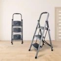 T003E 3 Step Iron Ladder, Powder Coated, 150 kg Load, Anti-Skid, Foldable | EnvMart