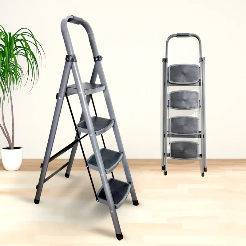 Iron Ladder T004E 4 Steps Heavy-Duty, Anti-Skid, 150 kg Load Capacity, Foldable | EnvMart