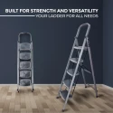Iron Ladder T005E 5 Steps Anti-Skid Foldable Heavy-Duty 150 kg Capacity | EnvMart