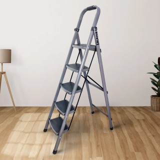 Iron Ladder T005E 5 Steps Anti-Skid Foldable Heavy-Duty 150 kg Capacity | EnvMart