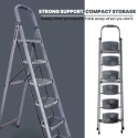 6 Step Iron Ladder T006E, Wide Anti-Skid Steps, 150 kg Capacity, Powder-Coated, Foldable | EnvMart