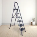 6 Step Iron Ladder T006E, Wide Anti-Skid Steps, 150 kg Capacity, Powder-Coated, Foldable | EnvMart