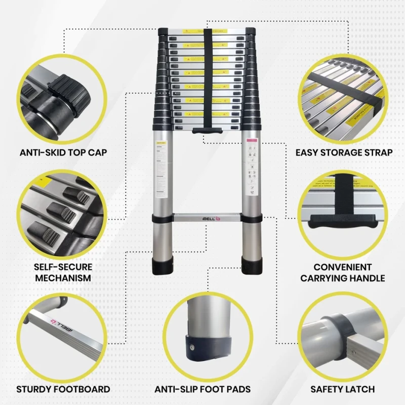 TE205 Aluminium Extension Ladder, 16 Steps, 6.25 m, 150 kg Capacity | EnvMart