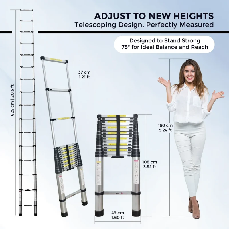TE205 Aluminium Extension Ladder, 16 Steps, 6.25 m, 150 kg Capacity | EnvMart