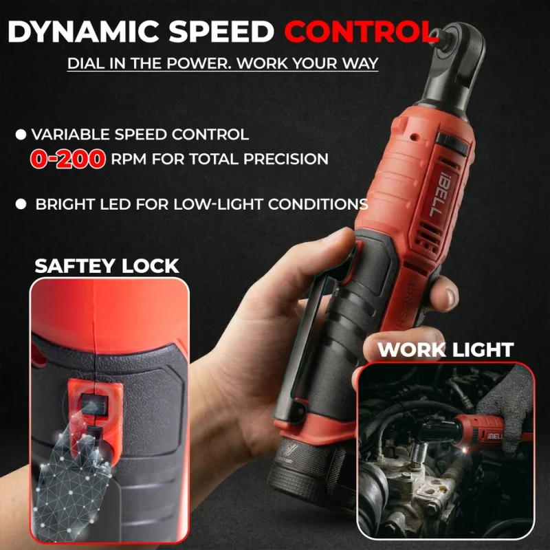 Cordless Ratchet Wrench Brushless IBL BW12-70, 70 Nm, 12V, 1500mAh | EnvMart