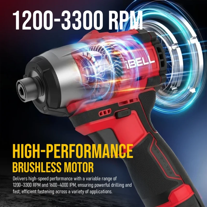 Cordless Impact Screw Driver IBL BD12-19 Brushless Motor 185 Nm Torque 2-Speed Hex Chuck | EnvMart