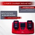 Ops Tri Charger OPST3C 3-Slot Li-Ion Battery Charger, 65W, Sequential Charging, USB Output, 100-240V | EnvMart