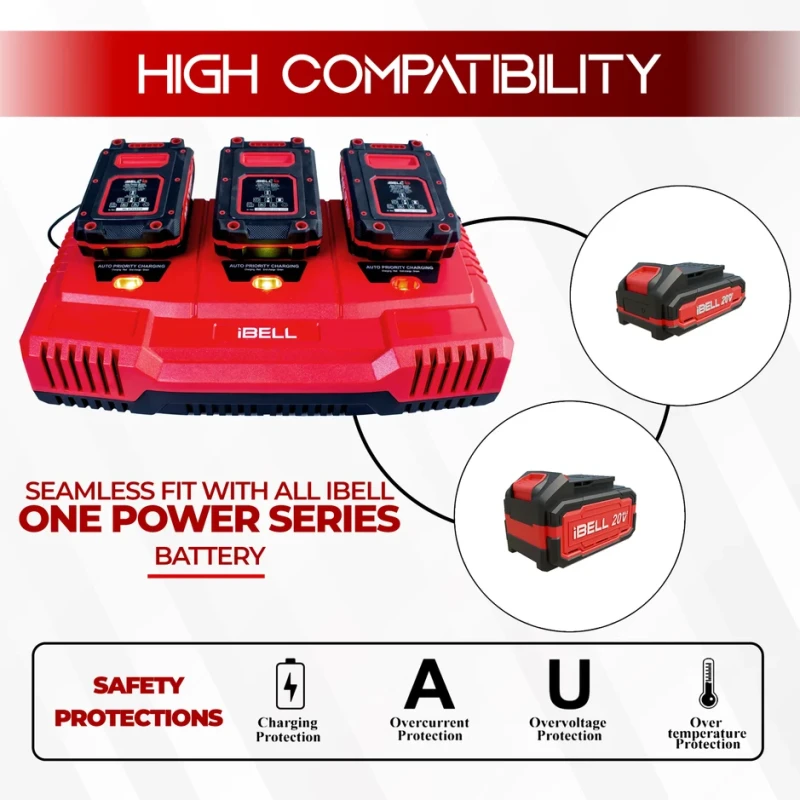 Ops Tri Charger OPST3C 3-Slot Li-Ion Battery Charger, 65W, Sequential Charging, USB Output, 100-240V | EnvMart