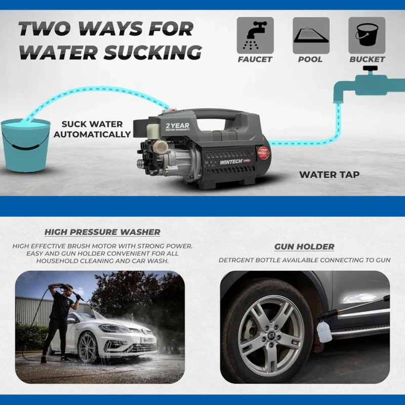 High Pressure Car Washing Machine 1600W 130 Bar 400 L/hr Cleaner | EnvMart