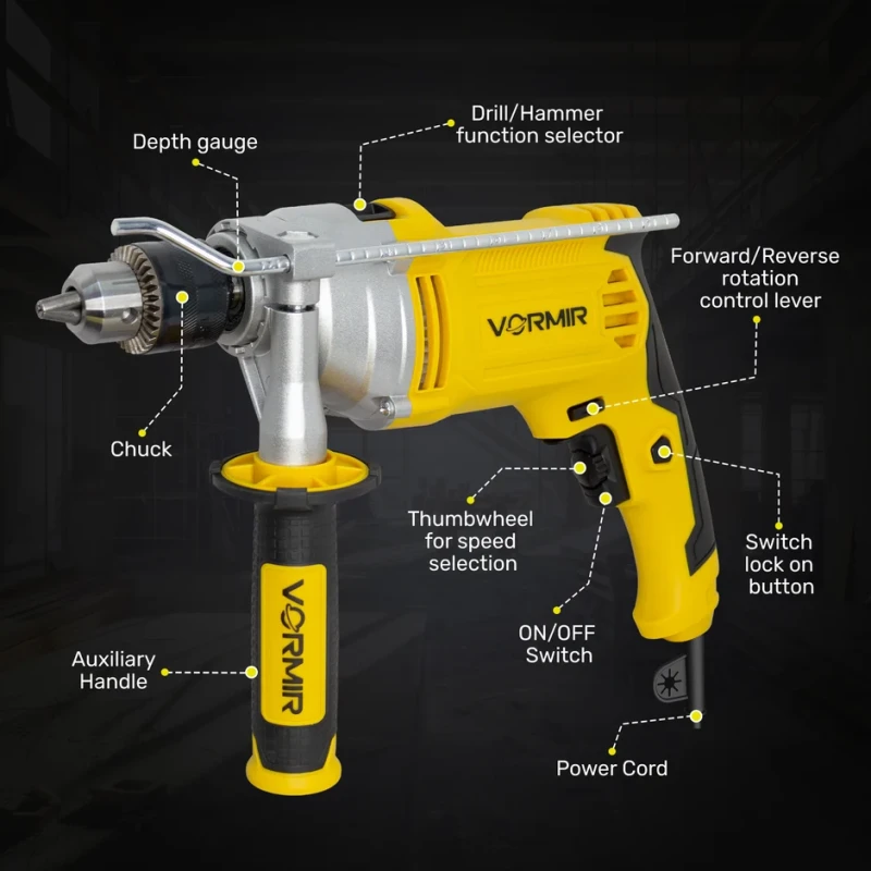 Electric Impact Drill VR ID13-30 1100W 13mm Keyless Chuck Variable Speed | Power Tools | EnvMart