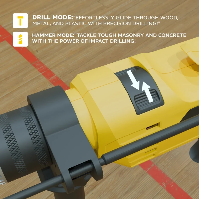 Impact Drill Tool Set 650W 13mm Keyless Chuck 220-230V 0-2800 RPM 90 Accessories | EnvMart