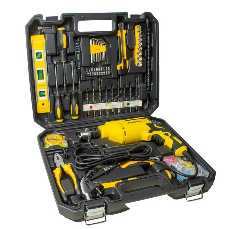 Impact Drill Tool Set 650W 13mm Keyless Chuck 220-230V 0-2800 RPM 90 Accessories | EnvMart