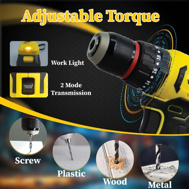 iBELL VR BD21-38 Brushless Cordless Impact Drill, 20V, 2Ah, Dual Speed, BMC Kit | EnvMart