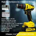 iBELL VR BD21-38 Brushless Cordless Impact Drill 20V Max, 38 Nm, 2-Speed, Li-Ion Battery | EnvMart