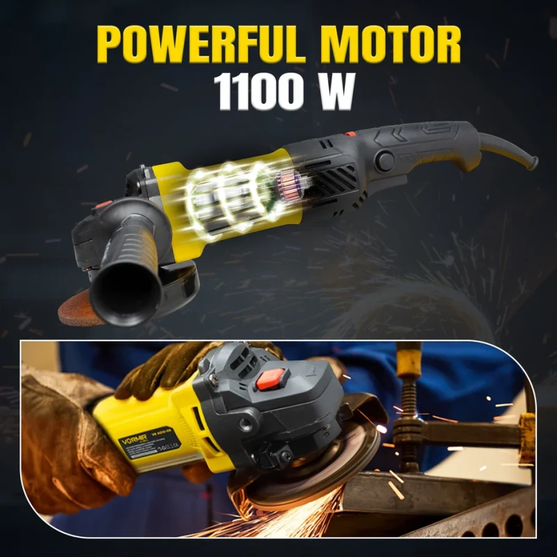 VORMIR VR AG10-06 Angle Grinder 100mm 1100W 220V 11000 RPM Class 2 Protection | EnvMart