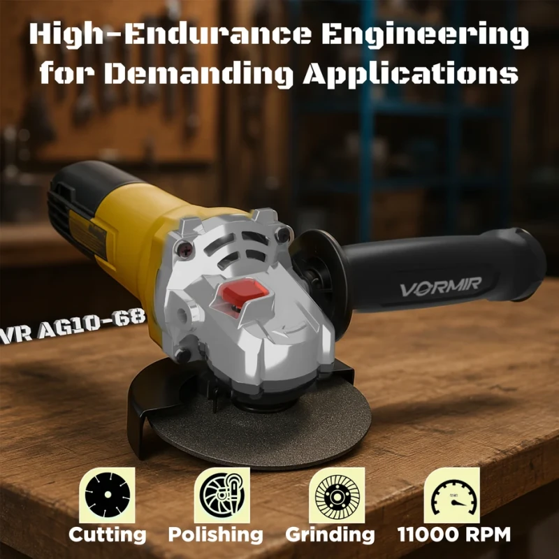 VORMIR VR AG10-68 Angle Grinder 100mm, 680W, 11000 RPM, Class II | EnvMart