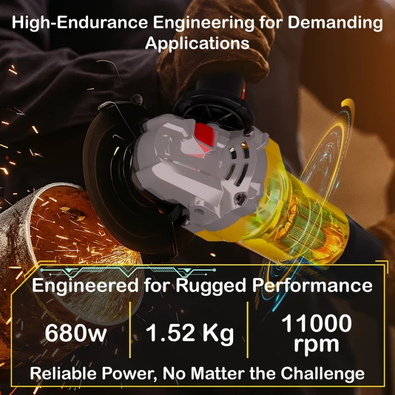 VORMIR VR AG10-68 Angle Grinder 100mm, 680W, 11000 RPM, Class II | EnvMart