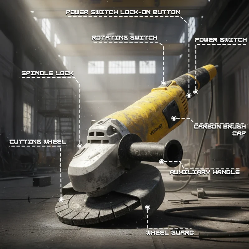 Angle Grinder 180mm, 2400W, 8500 RPM, Class II Protection | EnvMart