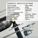 Rotary Hammer Drill VR RH20-25 20 mm 500W SDS Plus 850 RPM Two-Mode | EnvMart