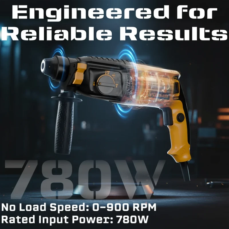 VR RH26-24 Rotary Hammer Drill 26mm SDS Plus, 800W, 220V, 3 J Impact Energy | EnvMart