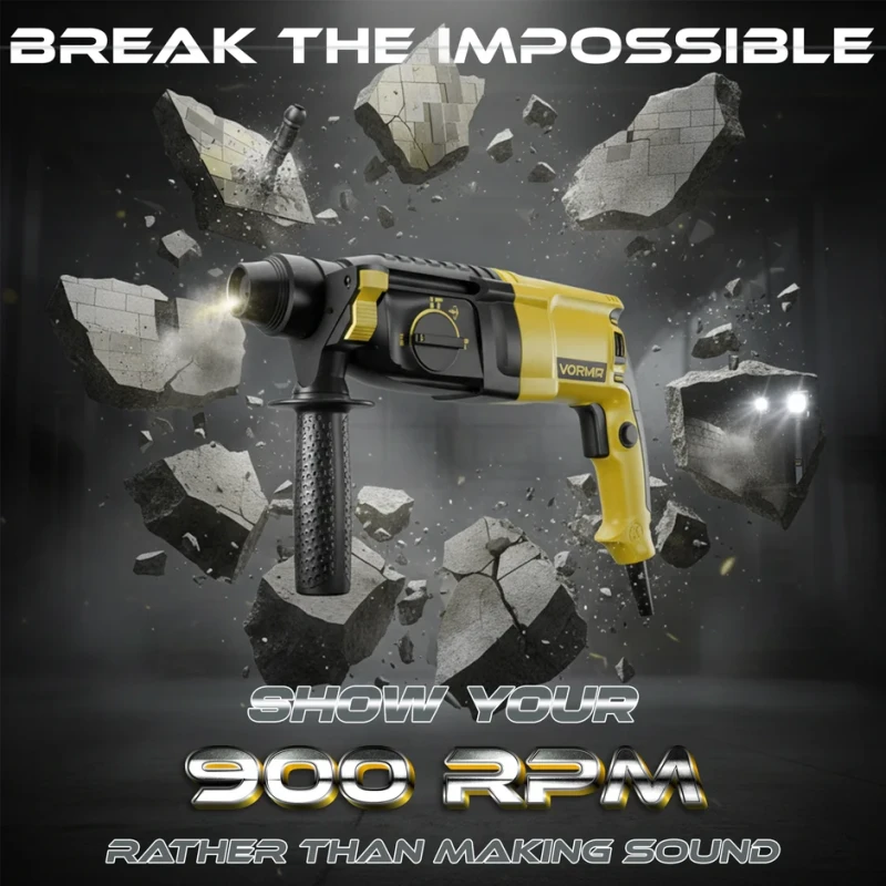 VR RH26-24 Rotary Hammer Drill 26mm SDS Plus, 800W, 220V, 3 J Impact Energy | EnvMart