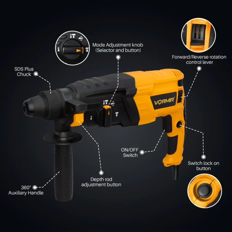 Hammer Drill VR RH 26-26, 26 mm SDS Plus, 780W, 220V, 3-Mode Rotary Hammer | EnvMart