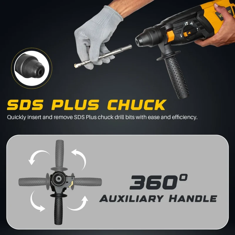 Hammer Drill VR RH 26-26, 26 mm SDS Plus, 780W, 220V, 3-Mode Rotary Hammer | EnvMart