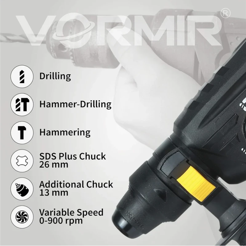 Hammer Drill VR RH 26-26, 26 mm SDS Plus, 780W, 220V, 3-Mode Rotary Hammer | EnvMart