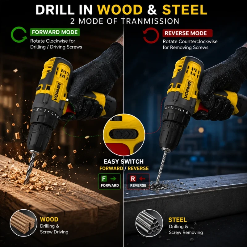 Cordless Driver Drill 12V VR CD12-46, Dual Li-Ion Battery, 25Nm Torque, Fast Charger | EnvMart