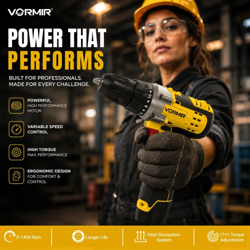 Cordless Driver Drill 12V VR CD12-46, Dual Li-Ion Battery, 25Nm Torque, Fast Charger | EnvMart