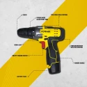 Cordless Driver Drill VR CD12-45, 12V, 25Nm, Dual 1500mAh Li-Ion Batteries, 10mm Keyless Chuck | EnvMart