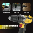 Cordless Driver Drill VR CD12-45, 12V, 25Nm, Dual 1500mAh Li-Ion Batteries, 10mm Keyless Chuck | EnvMart