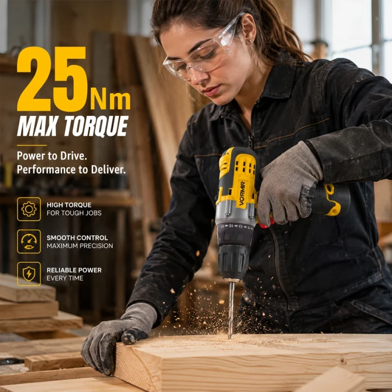 Cordless Driver Drill VR CD12-45, 12V, 25Nm, Dual 1500mAh Li-Ion Batteries, 10mm Keyless Chuck | EnvMart
