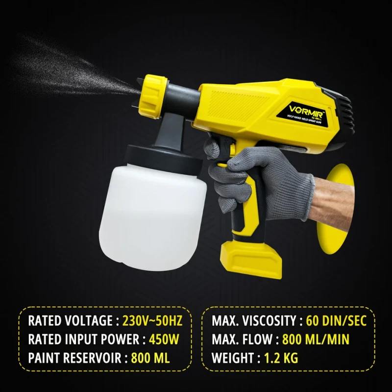 HVLP Hand Held Spray Gun VR SG45-25, 400W, 230V, 800ml Reservoir | EnvMart