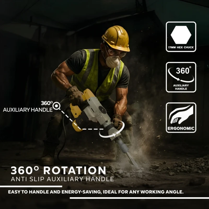 Demolition Hammer 1150W 17mm HEX 10J Impact Energy VR DH10-78 | EnvMart