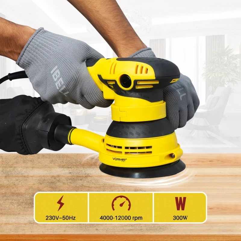 Orbital Sander VR OS23-46, 300W, Variable Speed 4000–12000 RPM, 125mm Pad, Efficient Dust Collection | EnvMart
