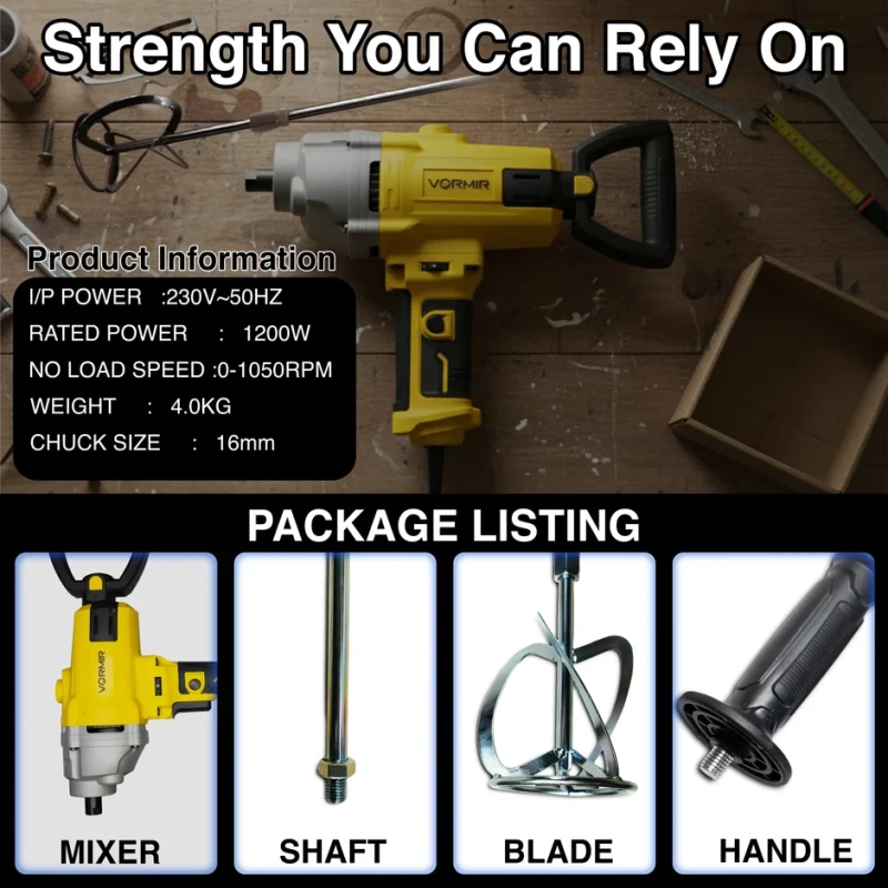 Paint Mixer VR PM12-50 1200W Variable Speed 16mm Chuck Heavy Duty | EnvMart