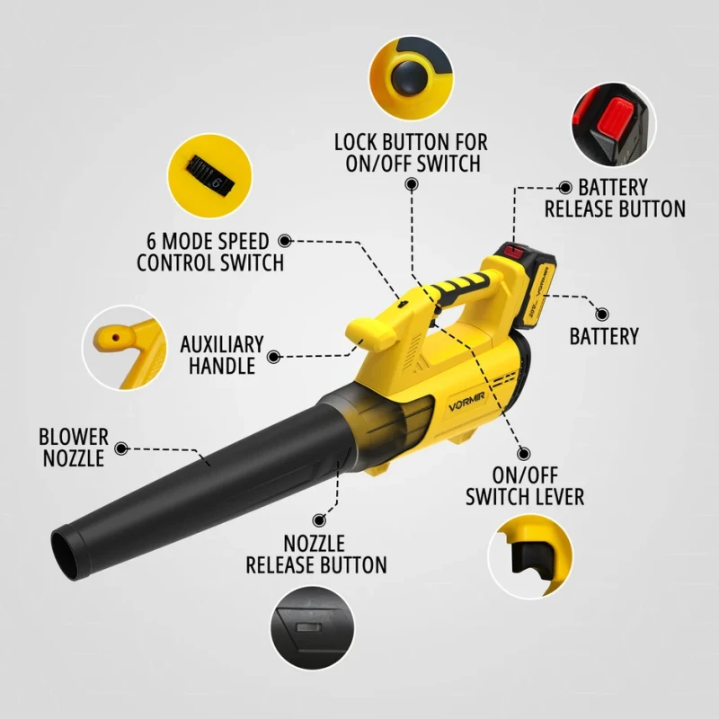 Leaf Blower Brushless Motor VR BL21-98 20V MAX 144 km/h 510 m³/h 4000mAh Li-Ion | EnvMart