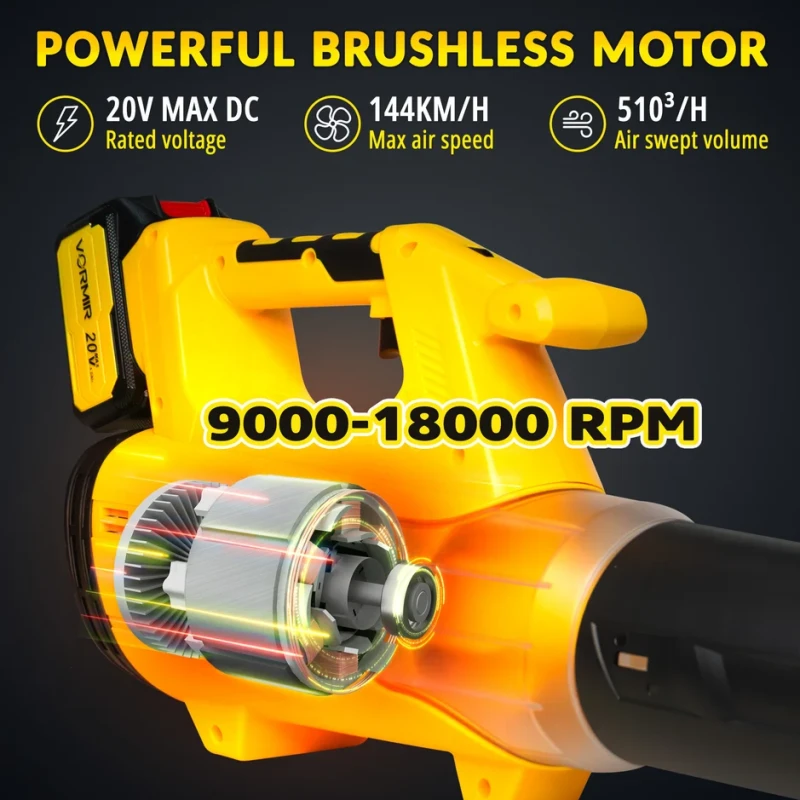 Leaf Blower Brushless Motor VR BL21-98 20V MAX 144 km/h 510 m³/h 4000mAh Li-Ion | EnvMart