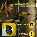 Cordless Rotary Hammer Drill VR CH21-10, 20V Li-Ion, 2.0Ah, SDS Plus, 1.2J Impact | EnvMart