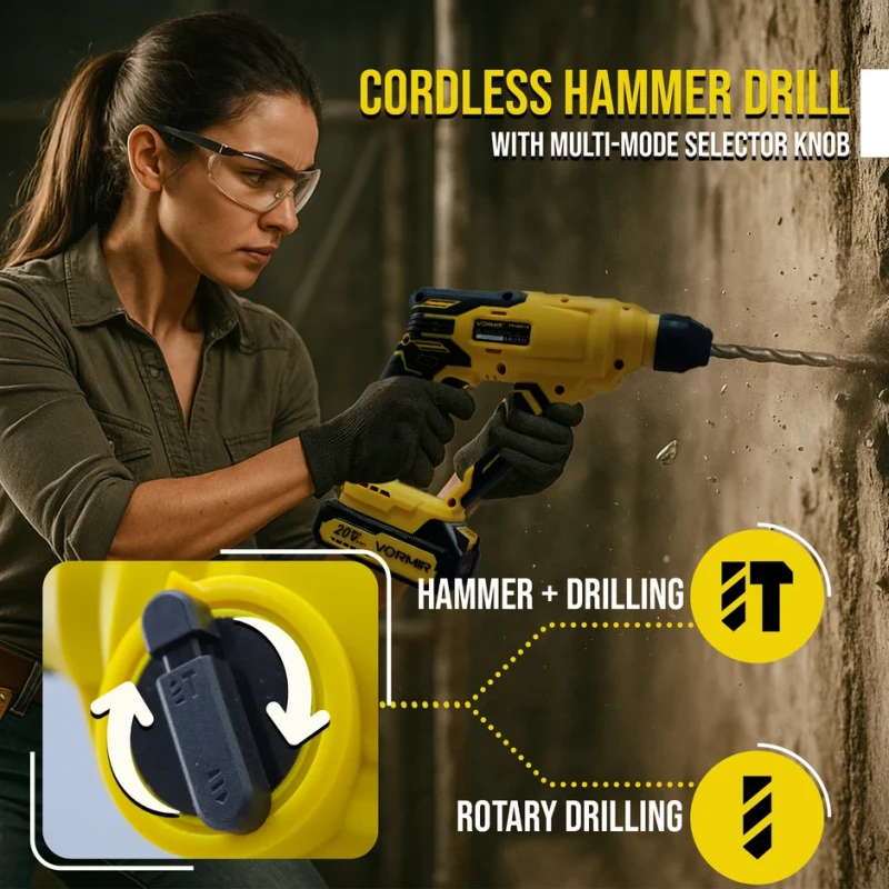 Cordless Rotary Hammer Drill VR CH21-10, 20V Li-Ion, 2.0Ah, SDS Plus, 1.2J Impact | EnvMart
