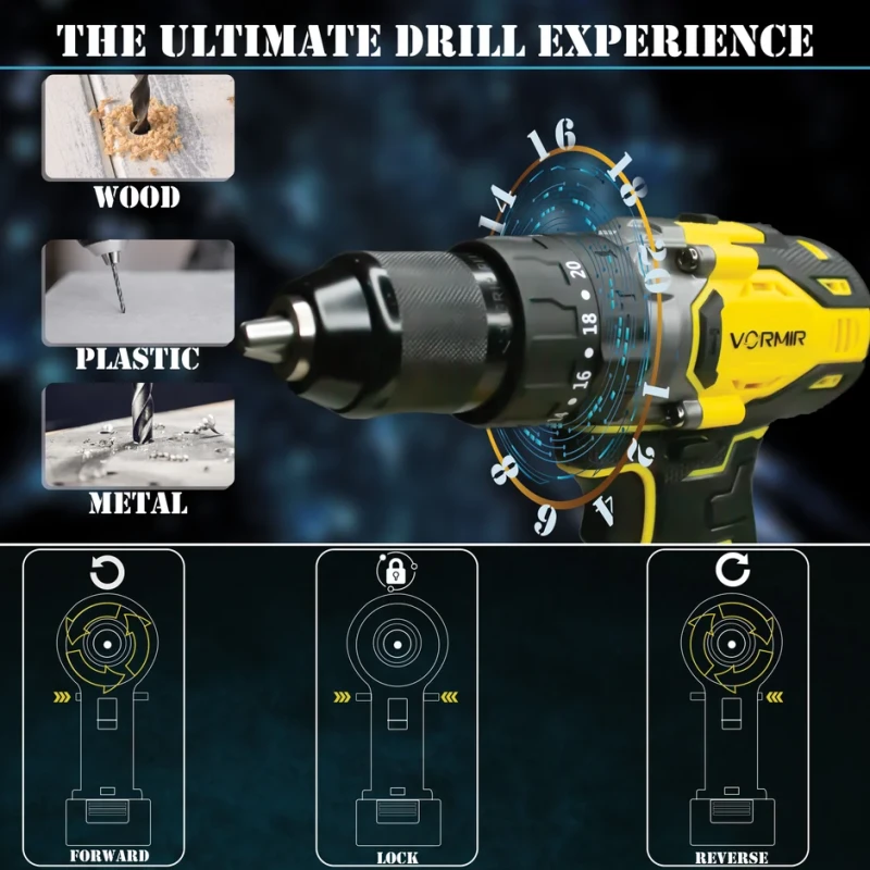 VR BD21-80 Cordless Brushless Impact Drill 80 Nm, 2-Speed, 4.0Ah, BMC Case | EnvMart