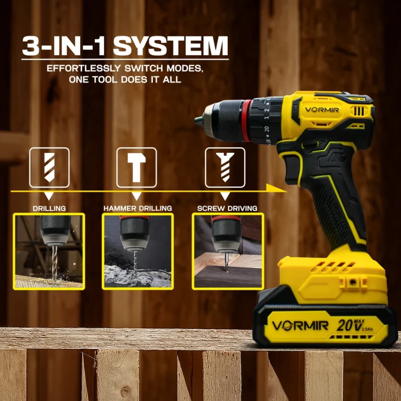 iBELL VR BD21-45 Cordless Impact Drill 20V Max, Brushless, 45Nm, 2-Speed, 2.0Ah Battery, 13mm Chuck | EnvMart