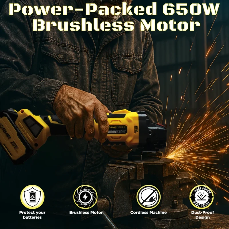 iBELL VORMIR VR BA21-65 Cordless Angle Grinder 20V 650W 100mm | EnvMart