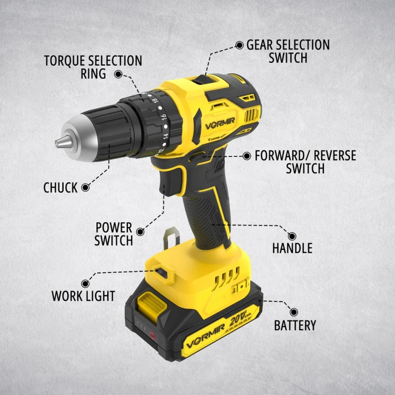 Cordless Impact Drill Toolbox VR BT21-38, Brushless, 20V Max, 38Nm, Li-ion | EnvMart