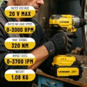 Cordless Impact Wrench VR BW21-32, Brushless, 20V MAX, 320 Nm, 2Ah Battery, 3-Speed | EnvMart