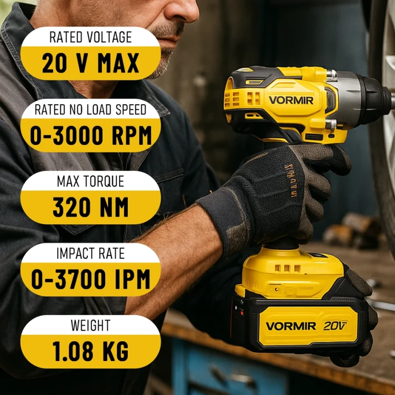 Cordless Impact Wrench VR BW21-32, Brushless, 20V MAX, 320 Nm, 2Ah Battery, 3-Speed | EnvMart