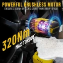 Cordless Impact Wrench VR BW21-32, Brushless, 20V MAX, 320 Nm, 2Ah Battery, 3-Speed | EnvMart