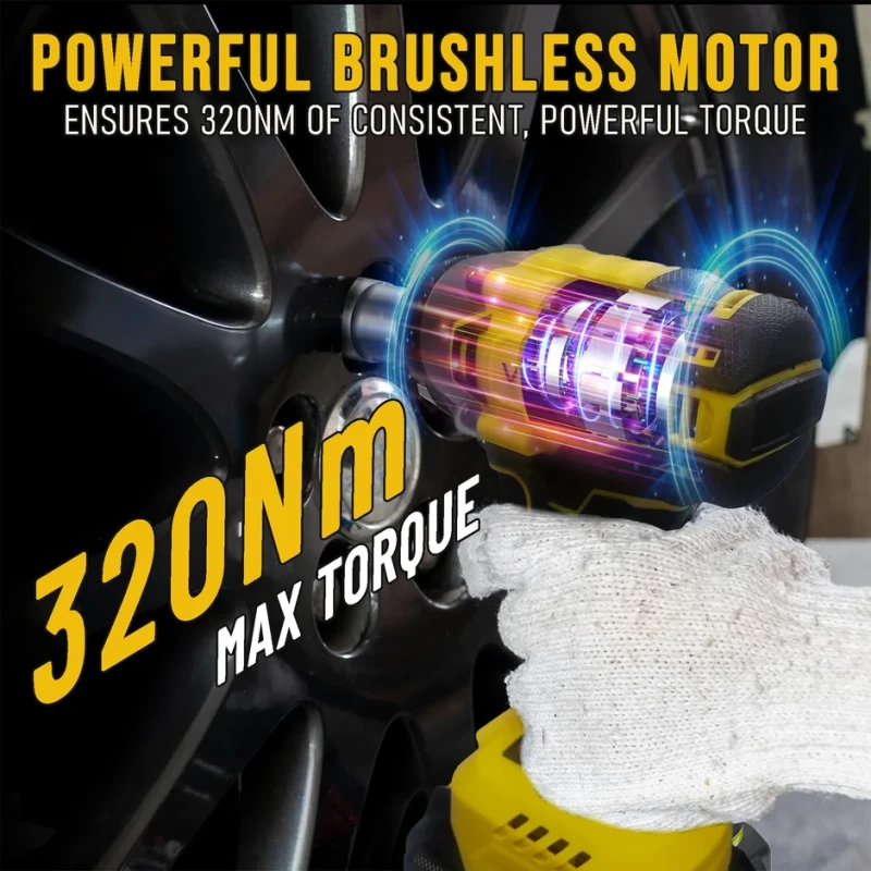 Cordless Impact Wrench VR BW21-32, Brushless, 20V MAX, 320 Nm, 2Ah Battery, 3-Speed | EnvMart